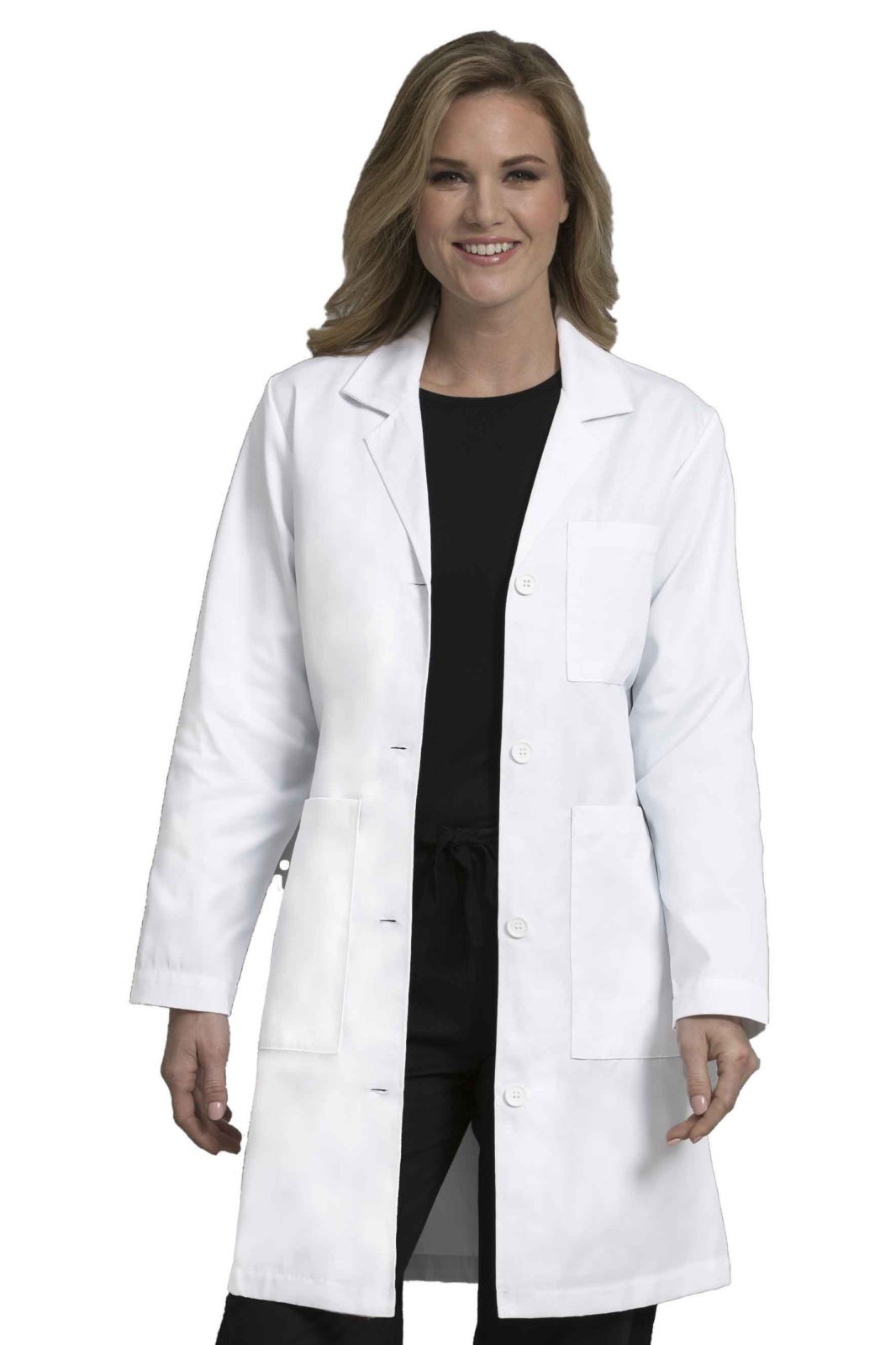side button lab coat