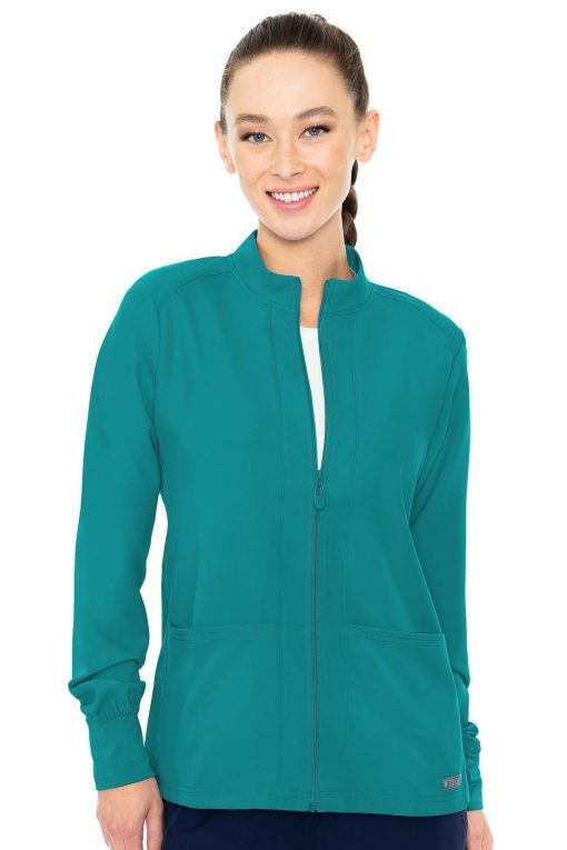 2660 TEAL 510x765 - Women's Zip Front Warm-Up With Shoulder Yokes